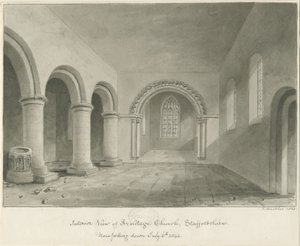 Interior of Armitage Church, 6 Jul 1844 by John Buckler