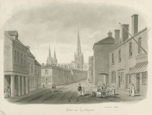Lichfield - View of street (sepia drawing), 1843 by John Buckler
