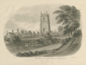 Longdon Church: sepia drawing by John Buckler