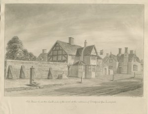 Stafford - The White Lion Inn: sepia drawing, 1842 by John Buckler
