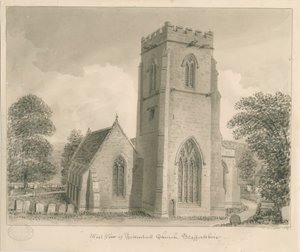 Tettenhall Church (sepia wash drawing, 1837)