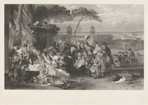 Festive Company in a Park Celebrating the Victory at Trafalgar by John Burnet