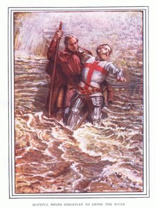 Hopeful helps Christian to cross the river by John Byam Liston Shaw