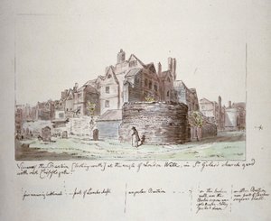 Bastion at the angle of London Wall, St Giles without Cripplegate churchyard, City of London