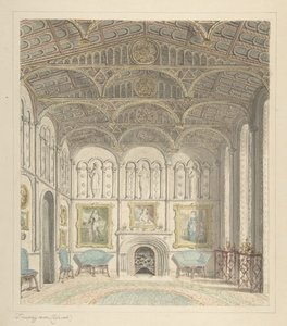 Drawing Room of Lea Castle, Looking West, ca. 1816 by John Carter.