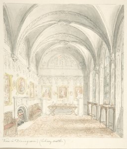 Lea Castle, Worcestershire, Dining Room Looking South by John Carter.