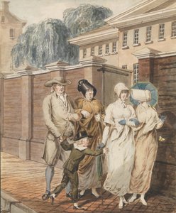 Sunday Morning in front of the Arch Street Meeting House, Philadelphia, 1811-ca. 1813 by John Carter.