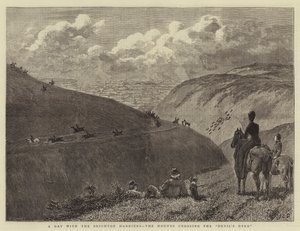 A Day with the Brighton Harriers, the Hounds crossing the Devil