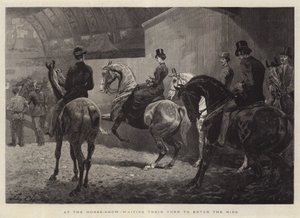 At the Horse-Show, waiting their Turn to Enter the Ring