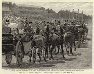 Cup Day at Ascot, the Royal Procession Passing up the New Mile
