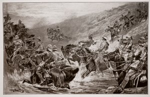 The Dash for Kimberley - The 10th Hussars Crossing Klip Drift, after a sketch by G.D. Giles by John Charlton