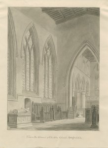 Interior of Checkley Church (sepia drawing), 1841 by John Chessell Buckler