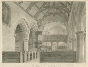 Interior of Sandon Church by John Chessell Buckler