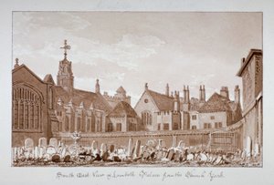 South-east view of Lambeth Palace from the churchyard, London, 1828 by John Chessell Buckler