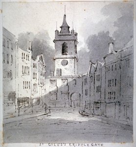 Church of St Giles without Cripplegate from Fore Street, City of London, 1790 by John Claude Nattes
