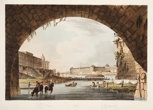 The Louvre; The Mint; The College of the 4 Nations; The Bridge of Reunion, illustration from Versailles, Paris and Saint Denis by John Claude Nattes