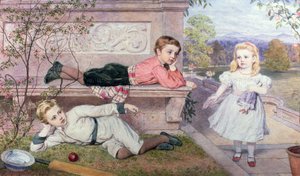 The Farrer Children, Gaspard, Henry and Cecilia in the Gardens of a Country House in Berkshire by John Collingham Moore