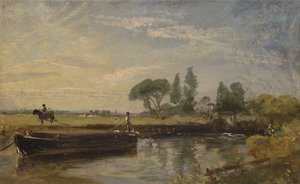 Barge below Flatford Lock, ca. 1810