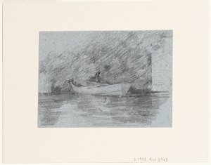 Rowing boat moored beneath a bank