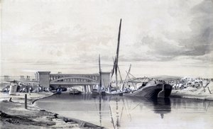Bridge over the Regents Canal, April 1837 by John Cooke Bourne