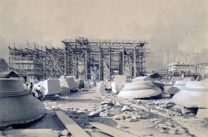 Construction of the Euston Arch, October 1837 by John Cooke Bourne