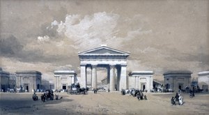 Euston Arch, April 1838 by John Cooke Bourne