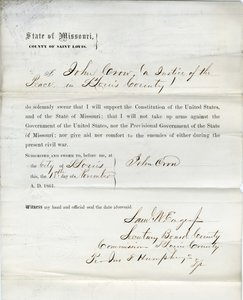 Loyalty oath of John Crow of Missouri, County of St. Louis
