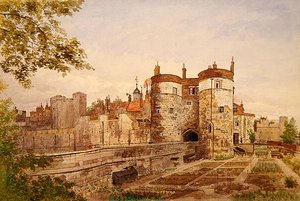 View of the Tower of London, showing Byward Tower, Beauchamp Tower, Devereux Tower and St. Thomas Tower by John Crowther