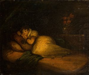 Interior with Woman on a Bed by John Daniel Bond