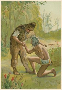 Scene from Robinson Crusoe by Daniel Defoe, 1892