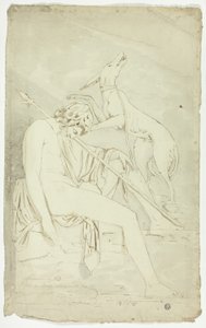Ancient Bas-Relief of Sleeping Hunter and Dog by John Downman