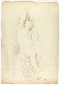 Ancient Statue of Seated Putto Playing with Mask by John Downman