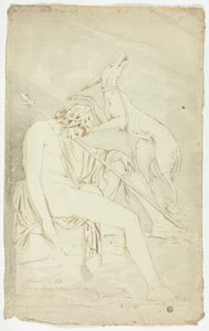 Ancient Bas-Relief of Sleeping Hunter and Dog by John Downman