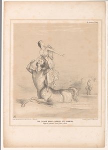 Caricature with Lord Bentinck as the Centaur Nessus (title on object: The Centaur Nessus Carrying Off Deianira. Suggested by the Well-Known Picture by Guido) (series title on object: HB Sketches)