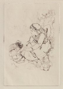Seated Girl and Large Bird by John Duncan