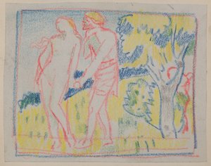 Untitled [Male & female figure in a landscape] by John Duncan