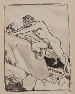 Untitled [Man wrestling a snake] by John Duncan