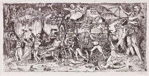 Wine barrel drawn by four tigers by John Duncan