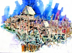 Stilted Tropical Village by John Dunn