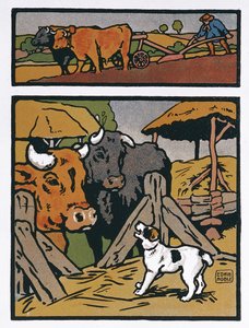 Illustration for The Dog and the Cow (from 