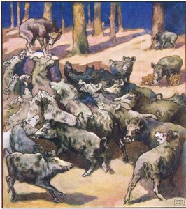 In the Centre of the Stump Stood a Big Grey Wolf by John Edwin Noble