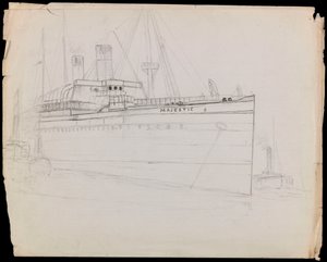 Sketch of the passenger liner Majestic (unfinished) by John Everett