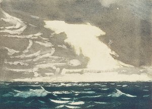 Seascape - Green Sea and Stormy Blue-Grey Sky 2, 20th Century by John Everett