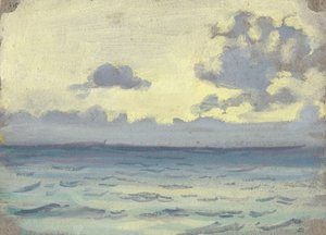 Seascape, ships on a calm horizon, late 19th century - mid 20th century by John Everett