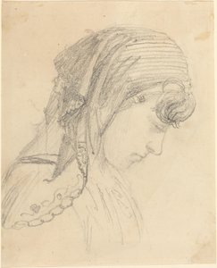 Head of a Woman in a Scarf, Looking Down by John Flaxman