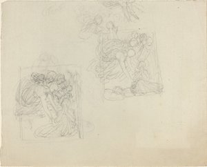 Studies for a Monument with Angels Reaching Down to a Praying Figure (recto and verso)