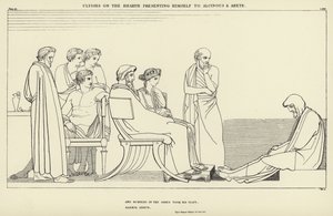 Ulysses on the Hearth Presenting Himself to Alcinous and Arete by John Flaxman