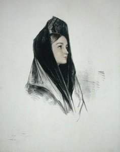 Girl in a Mantilla, Seville by John Frederick (after) Lewis