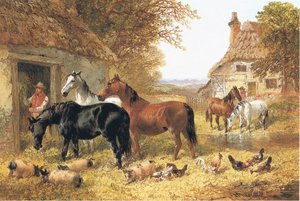 Horses in a Farmyard by John Frederick Herring Junior