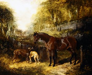 Pony and Greyhounds in a Landscape
